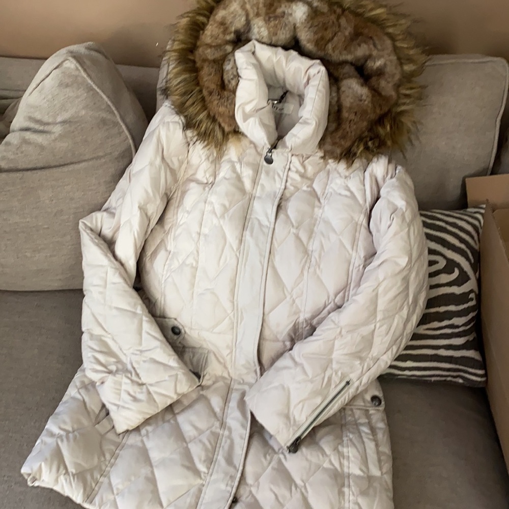 Laundry by Design Cream Jacket with removable faux fur hood size M 🍀🍀🍀